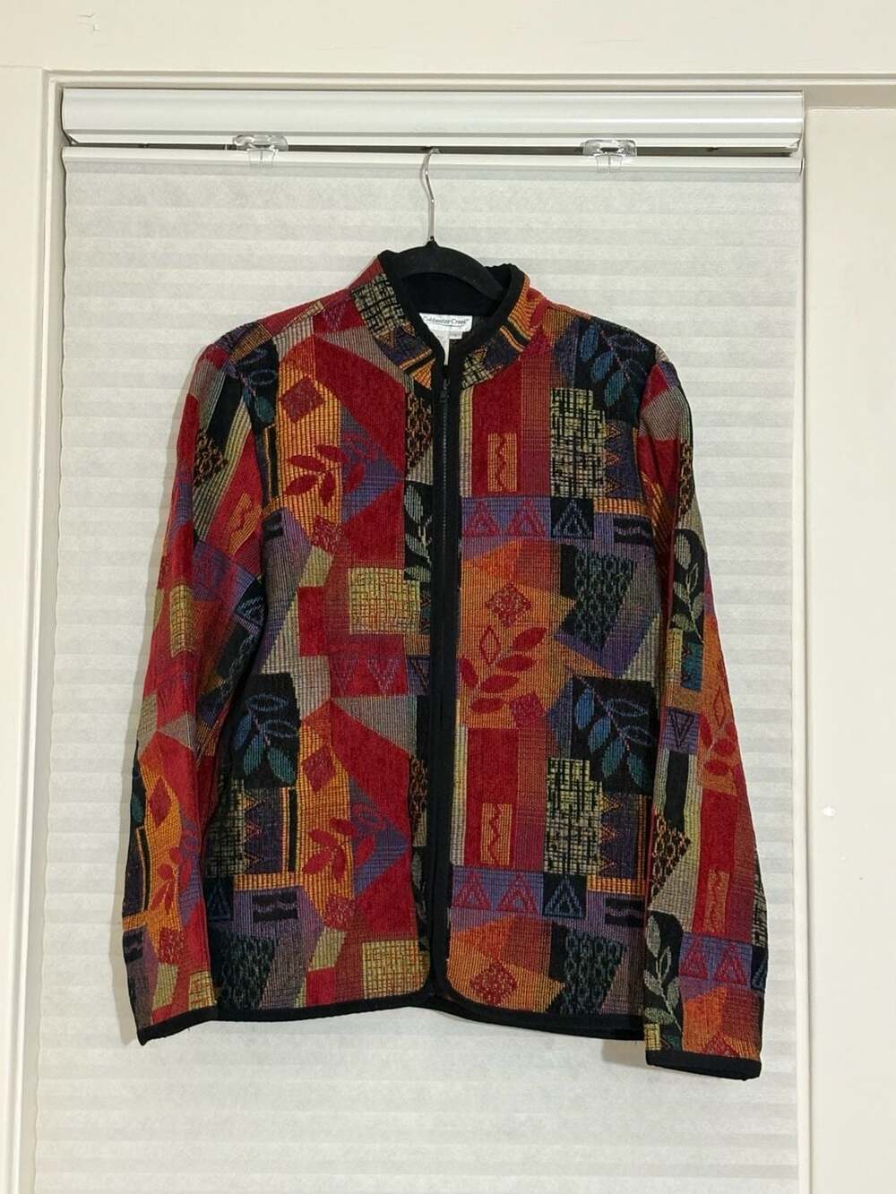 Coldwater Creek Tapestry Jacket Size L Multi Color Geometric Zip Up